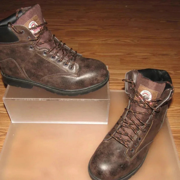 BRAHMA Men\'s Steel Toe Brown Slip-Resistant Work Boots Size 12